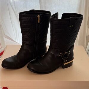 Vince Camuto Black Quilted Moto Boots